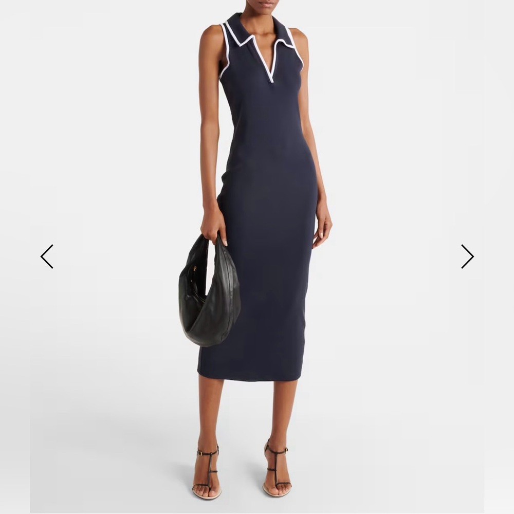 Veronica Beard Darien Cotton-Blend Polo Dress - Navy, Size L